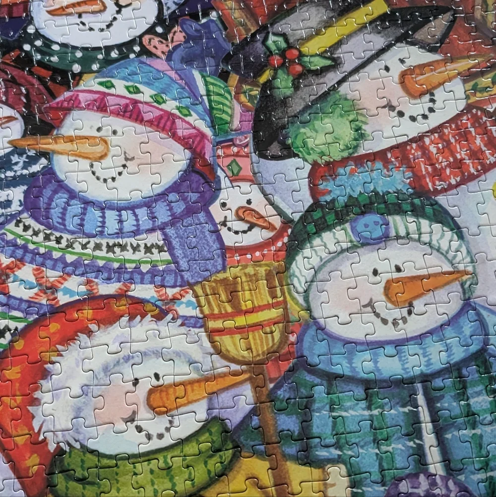 🧩3 For $25 - Current Snow Happy Round Puzzle Snowmen Multicolor 1000 Pieces - Picture 3 of 9